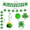 31Pcs St Patricks Day Decorations Pre-Assembled Shamrock Lucky Banner Garlands Clover Hanging Swirls Irish Decor for Home Saint Patrick Party Supplies